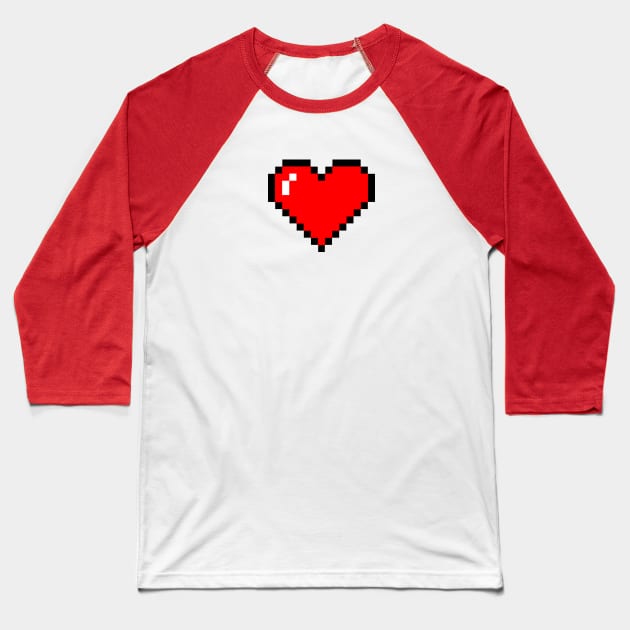 Pixel Heart Baseball T-Shirt by bluevolcanoshop@gmail.com